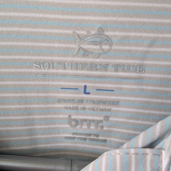 Southern Tides Men's Gray Striped Polo Shirt Size Large - Picture 2 of 5
